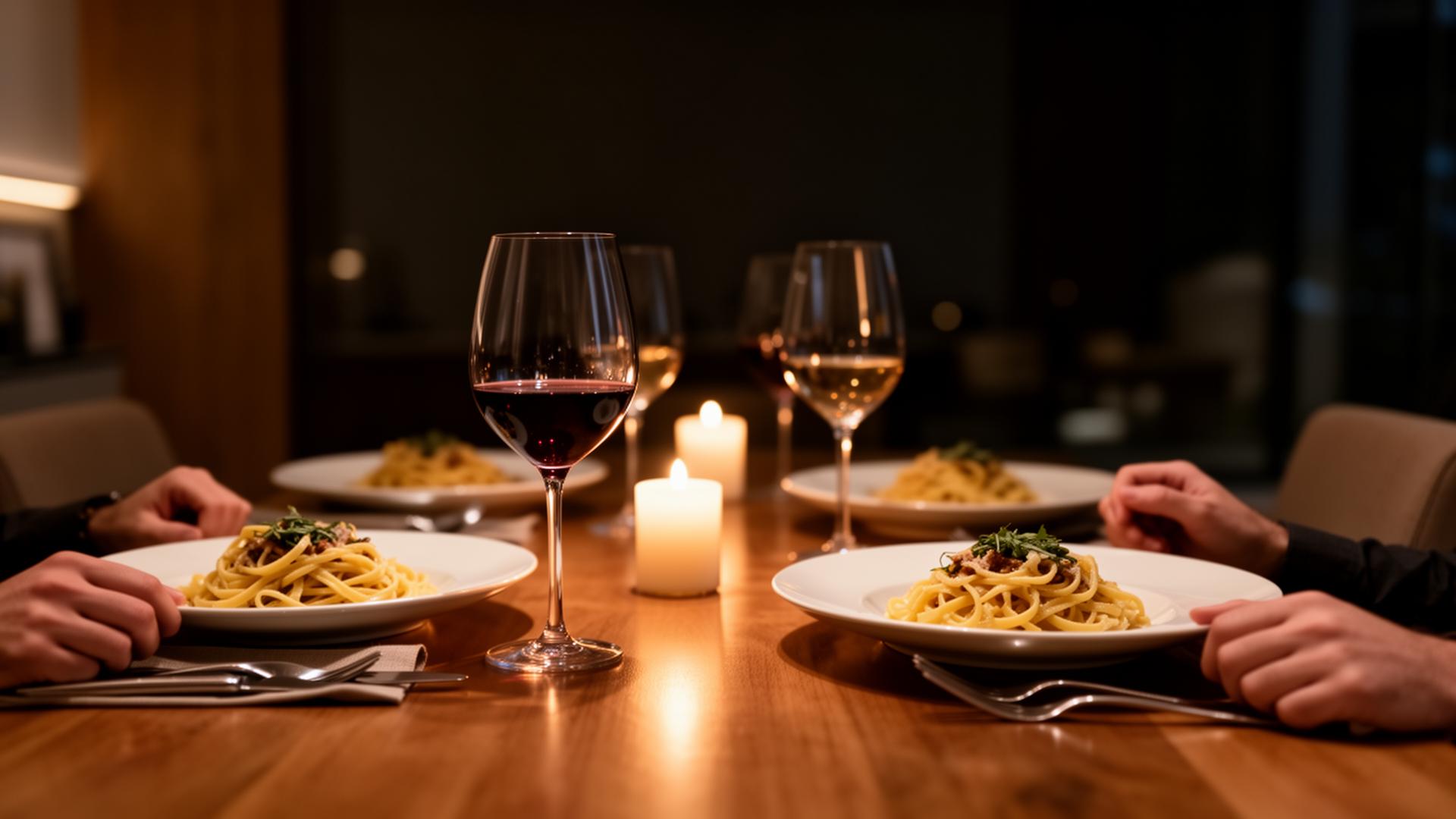 Candlelit private dining scene